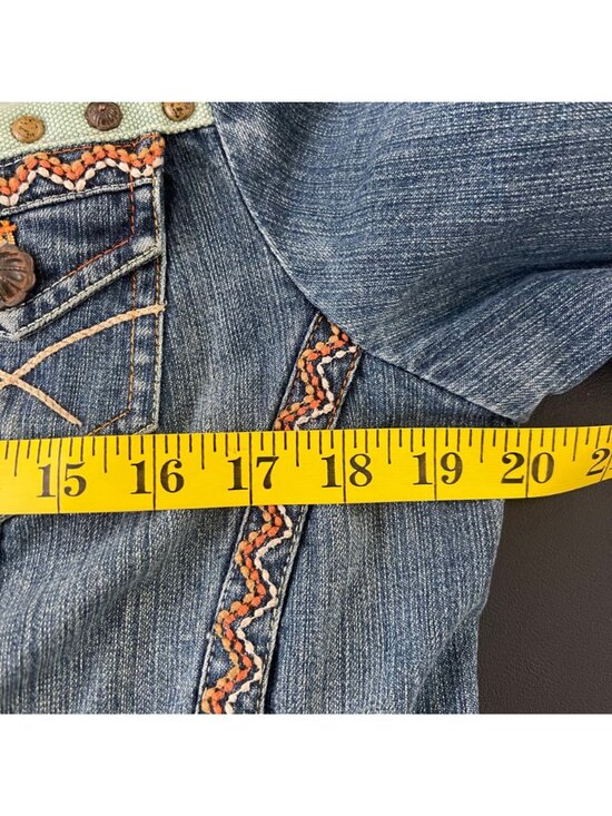 Coldwater Creek Women Western Boho Denim Jacket Size PS Southwestern Embroidered - Picture 12 of 13